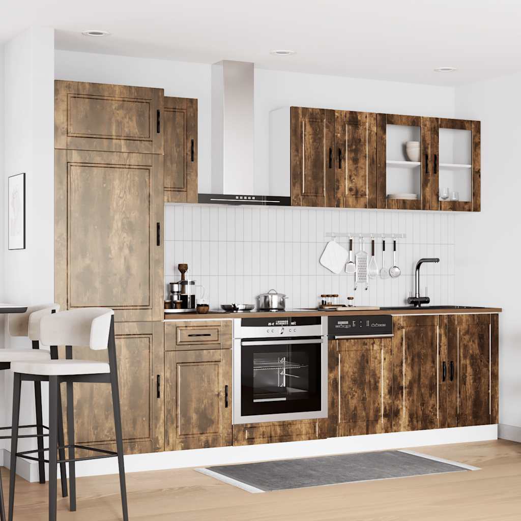 8 Peças armário de cozinha conjunto porto carvalho fumado