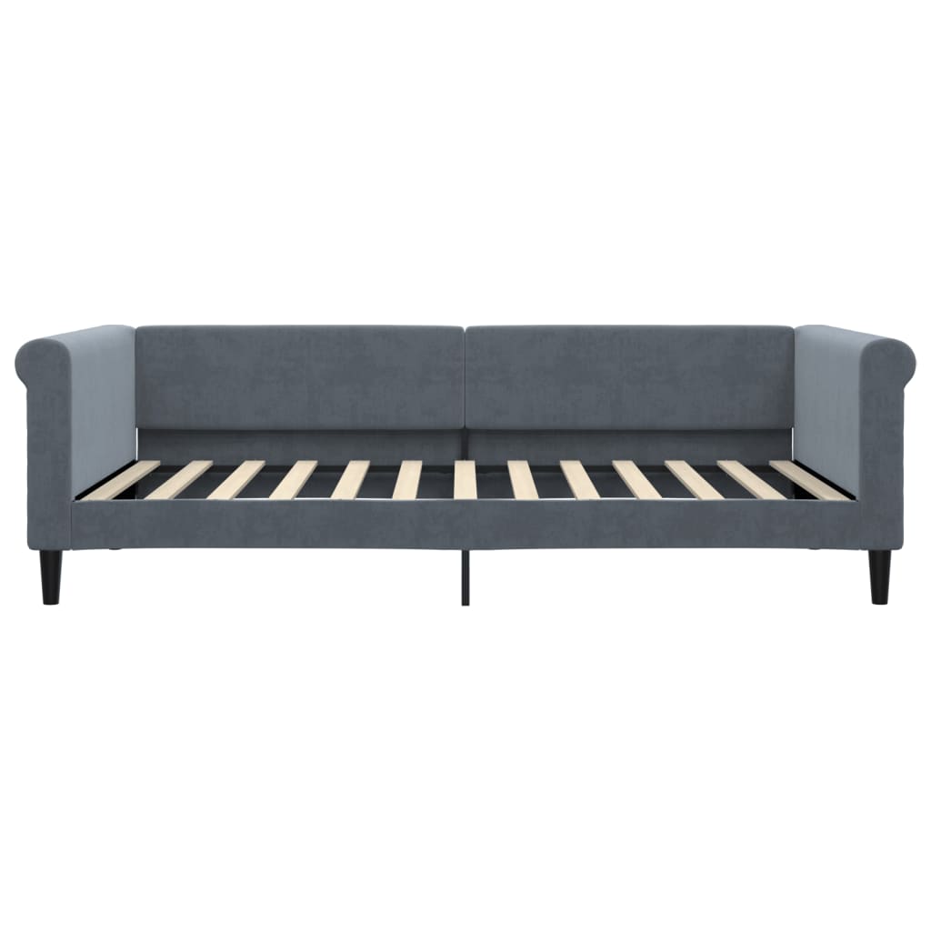 Sofá-cama com colchão 100x200 cm veludo cinzento-escuro