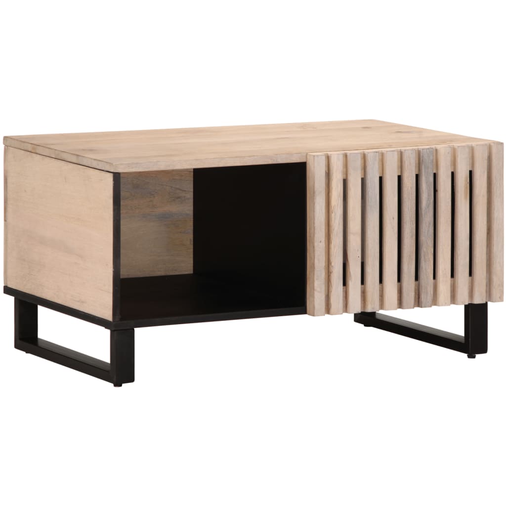 Mesa de centro 80x51x40 cm madeira de mangueira maciça branco