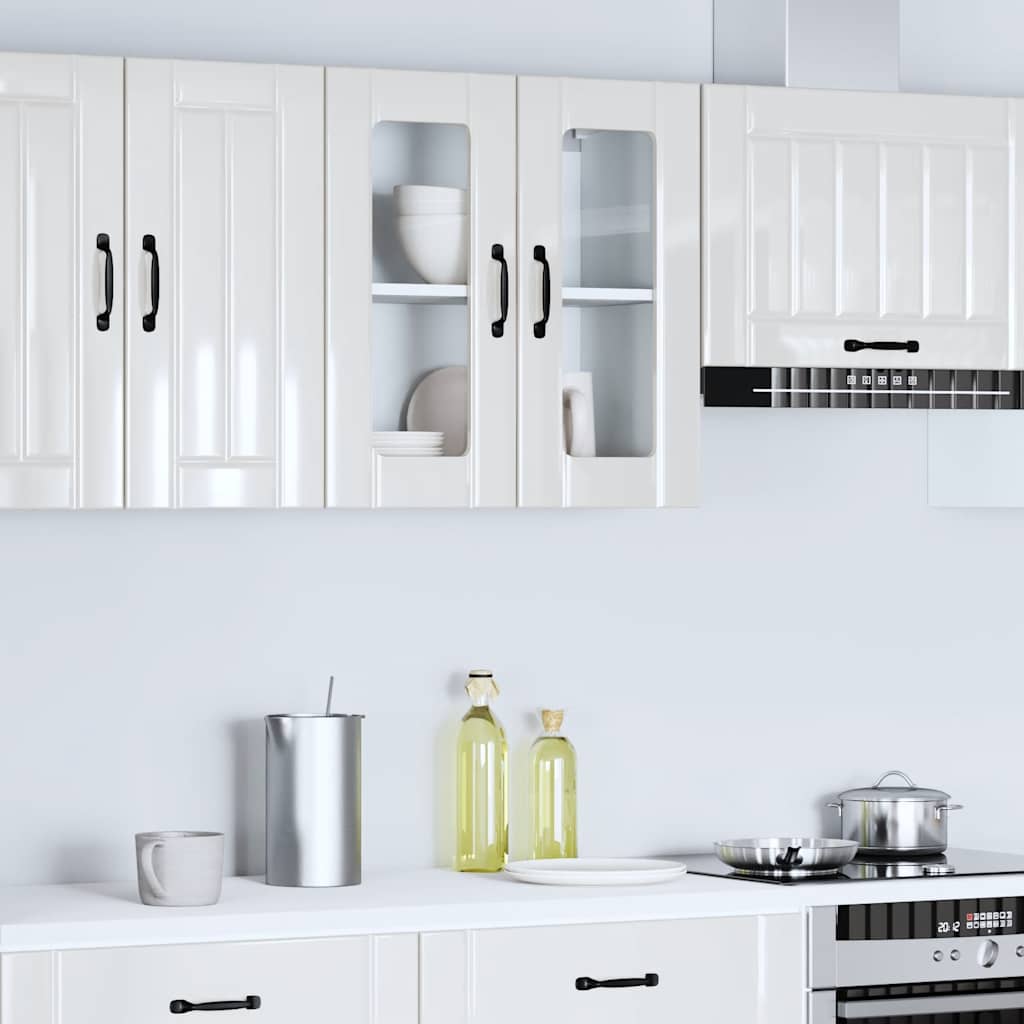 Armário parede de cozinha porta vidro lucca branco brilhante