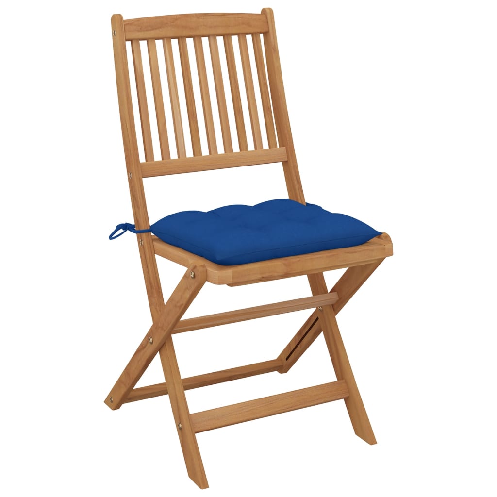 Cadeiras de jardim dobráveis 8 pcs c/ almofadões acácia maciça