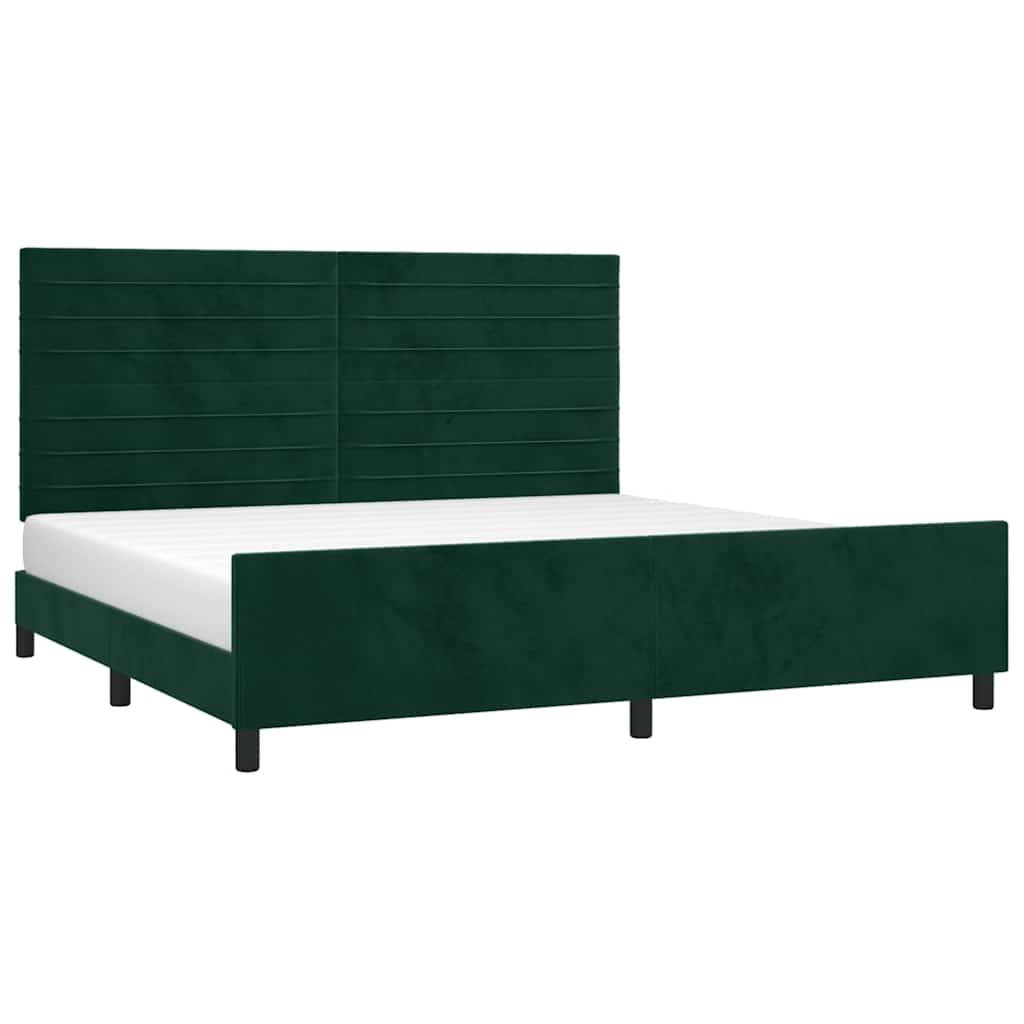 Estrutura de cama sem colchão 200x200 cm veludo verde-escuro
