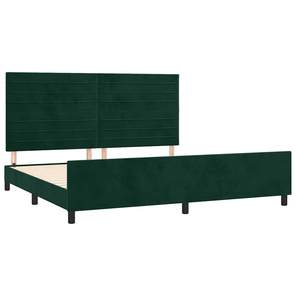 Estrutura de cama sem colchão 200x200 cm veludo verde-escuro