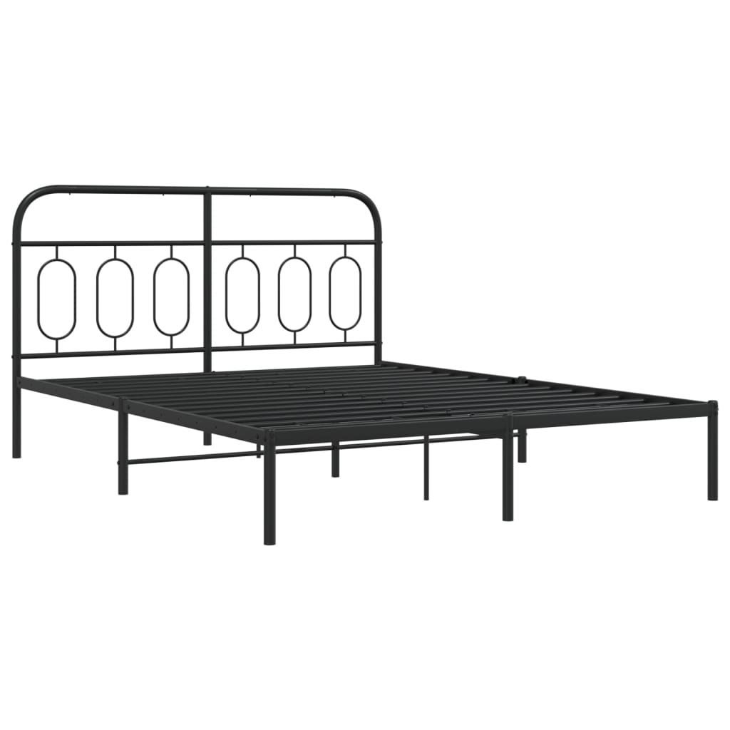 Estrutura de cama com cabeceira 140x200 cm metal preto