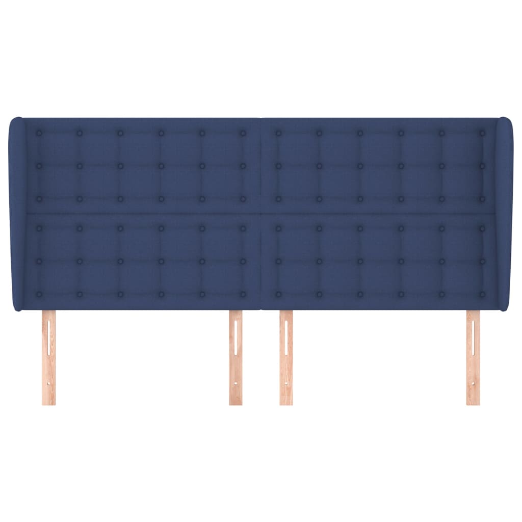 Cabeceira de cama c/ abas tecido 183x23x118/128 cm azul
