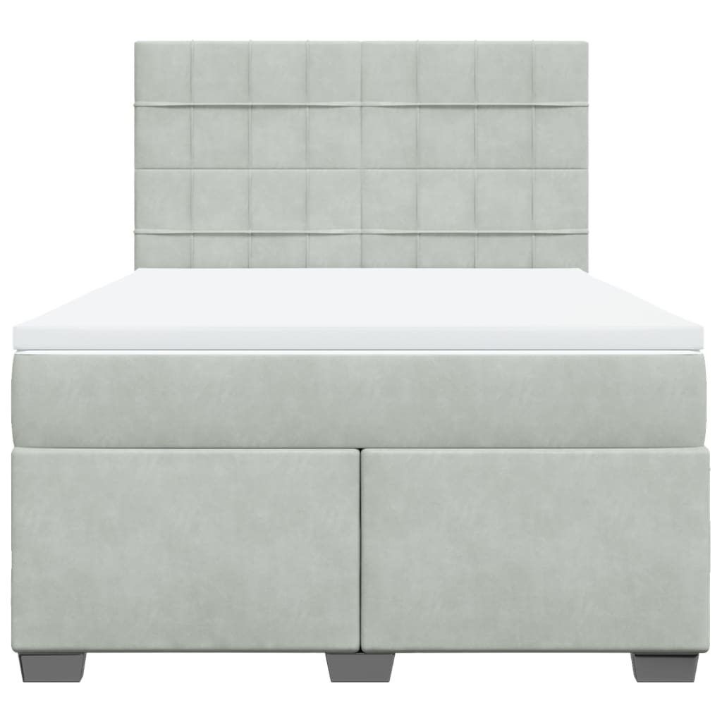 Cama com molas/colchão 140x190 cm veludo cinzento-claro