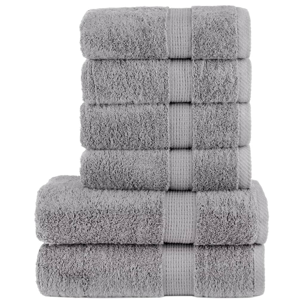 6Pcs conjunto toalhas banho premium solund 600 gsm cinza