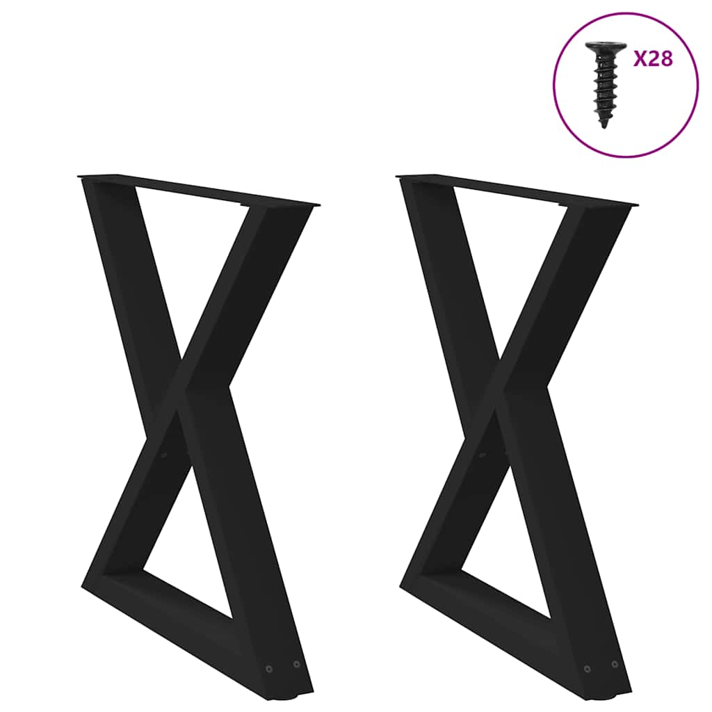 Pés para mesa de jantar 2 peças preto 80x(72-73,3) cm aço