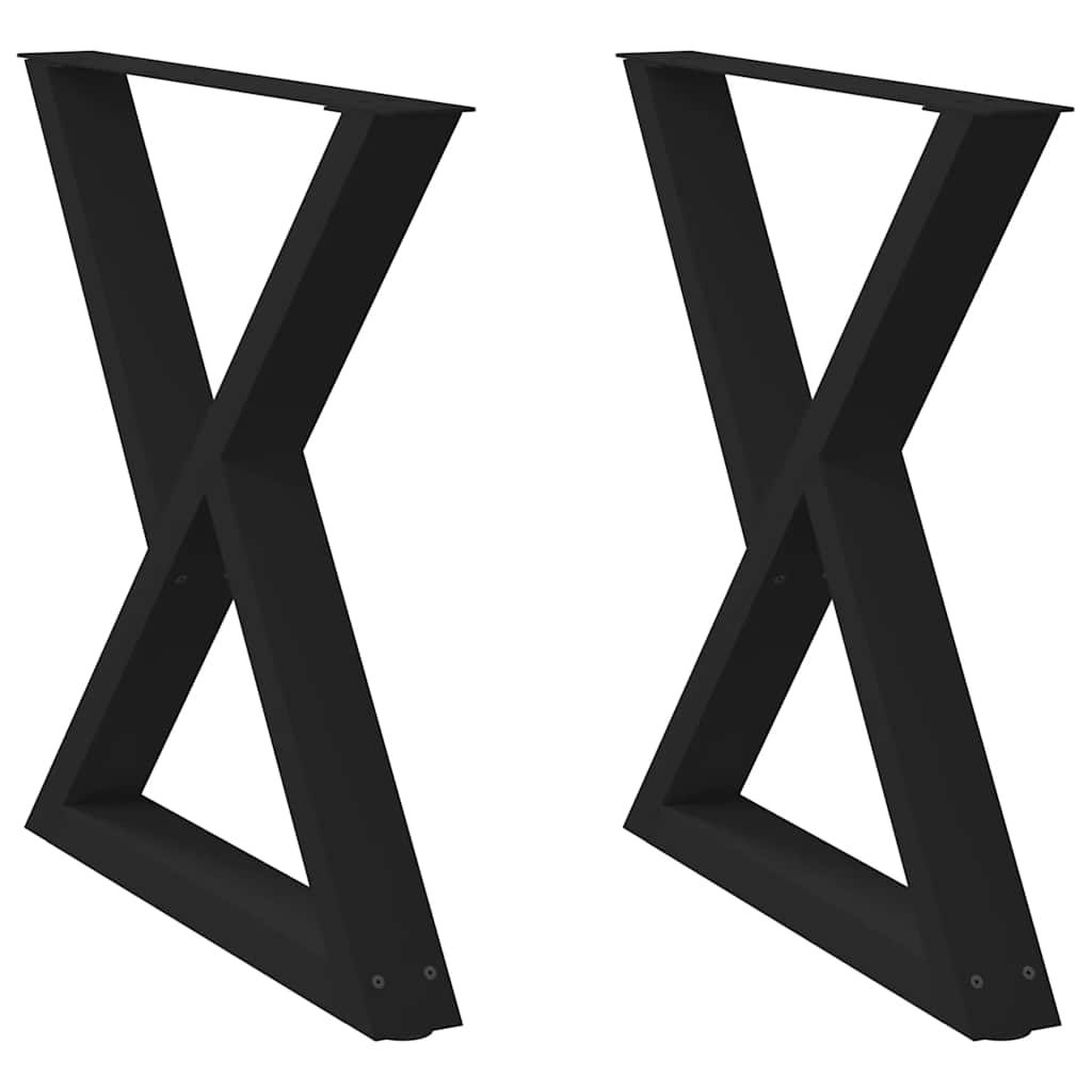 Pés para mesa de jantar 2 peças preto 80x(72-73,3) cm aço
