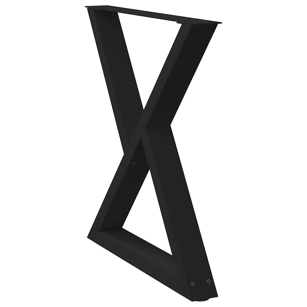 Pés para mesa de jantar 2 peças preto 80x(72-73,3) cm aço