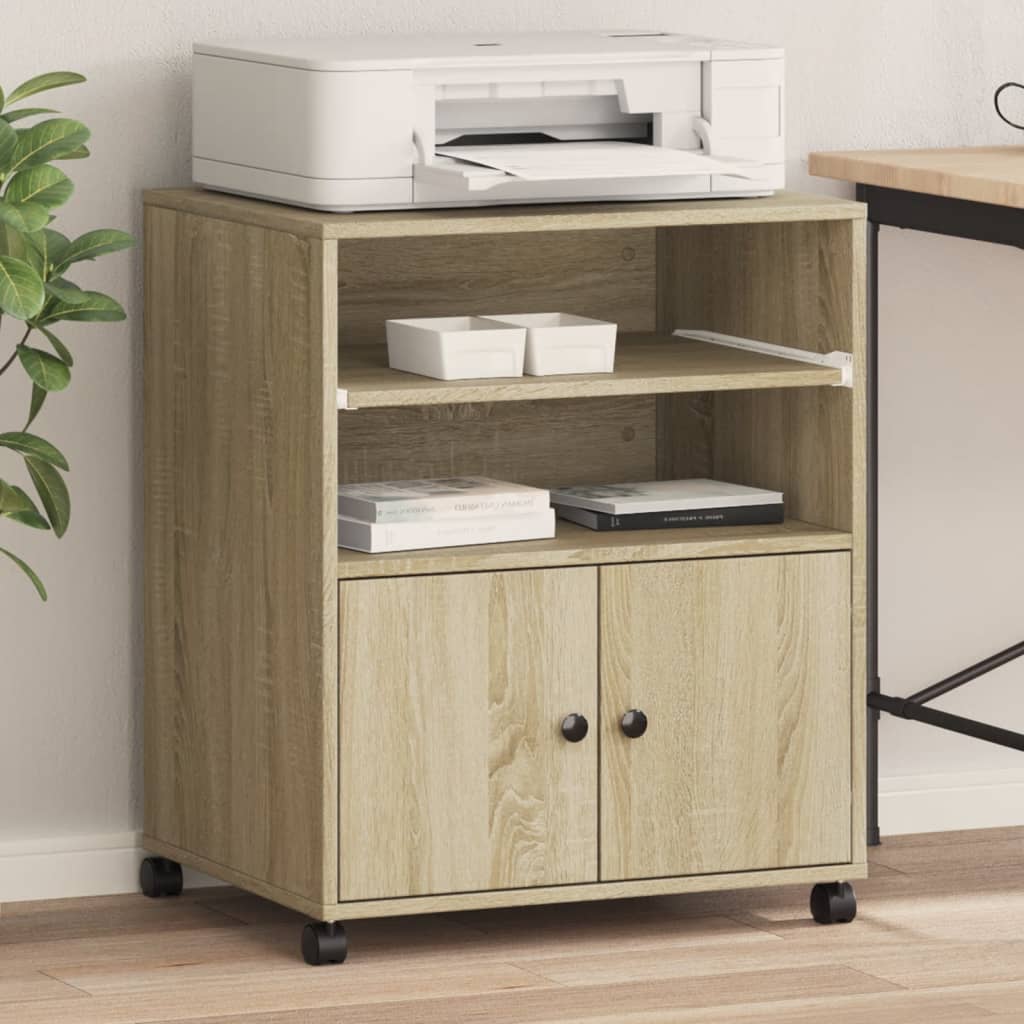Suporte para impressora com rodas 60x48x74 cm carvalho sonoma