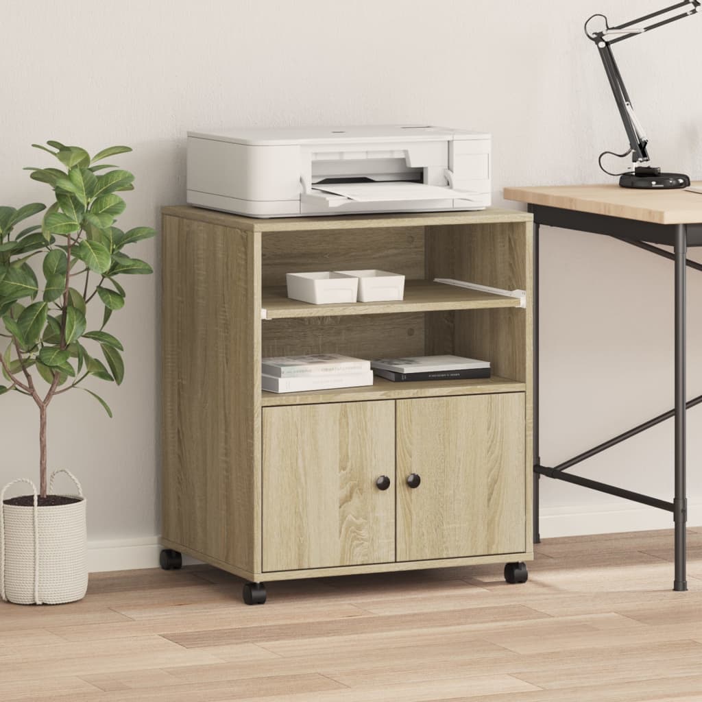 Suporte para impressora com rodas 60x48x74 cm carvalho sonoma