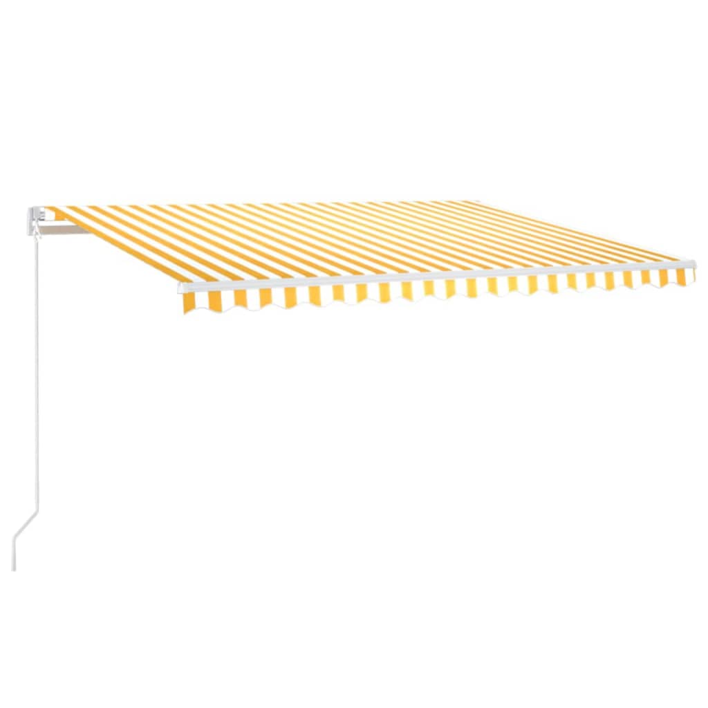 Toldo retrátil manual com LED 400x350 cm amarelo e branco