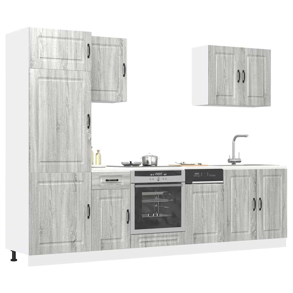 7 Peças armário de cozinha conjunto kalmar cinza sonoma