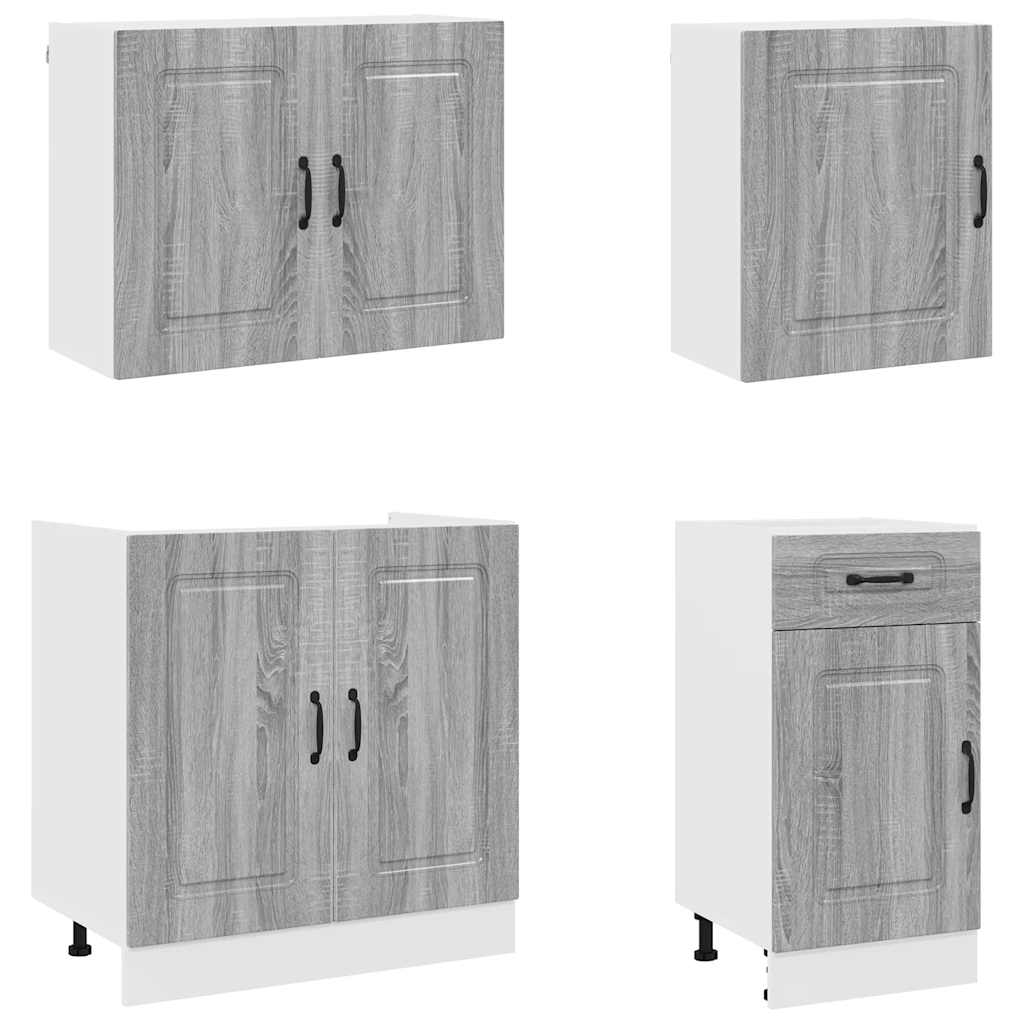 7 Peças armário de cozinha conjunto kalmar cinza sonoma