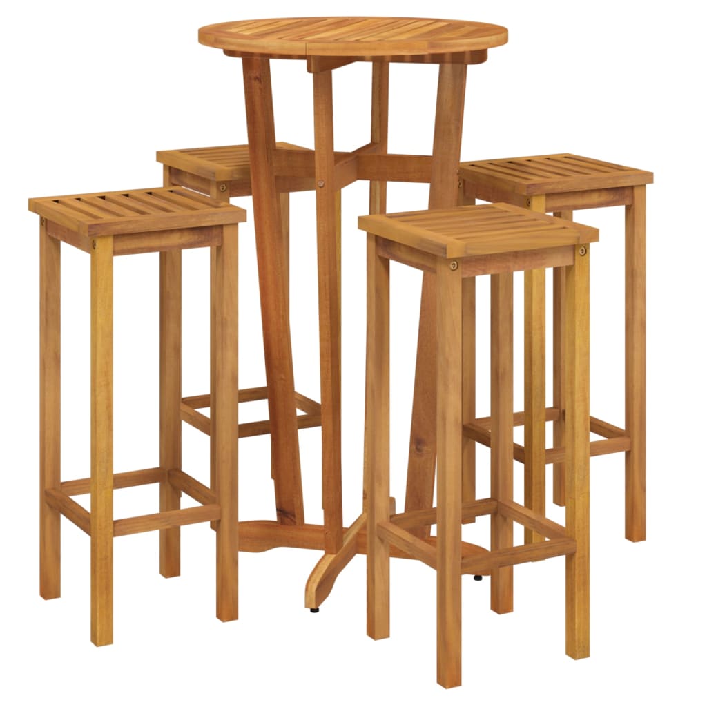5 Pcs conjunto de bar para jardim madeira de acácia maciça
