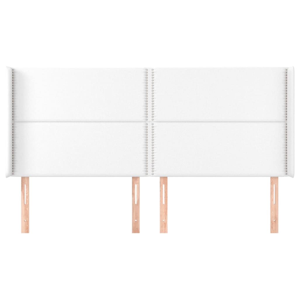 Cabeceira cama c/ abas couro artificial 203x16x118/128cm branco