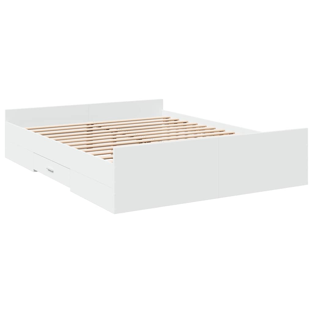 Estrutura de cama c/ gavetas 160x200cm derivados madeira branco