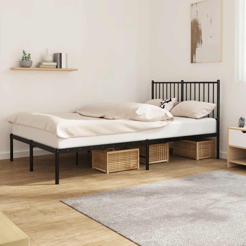 Estrutura de cama com cabeceira 120x200 cm metal preto