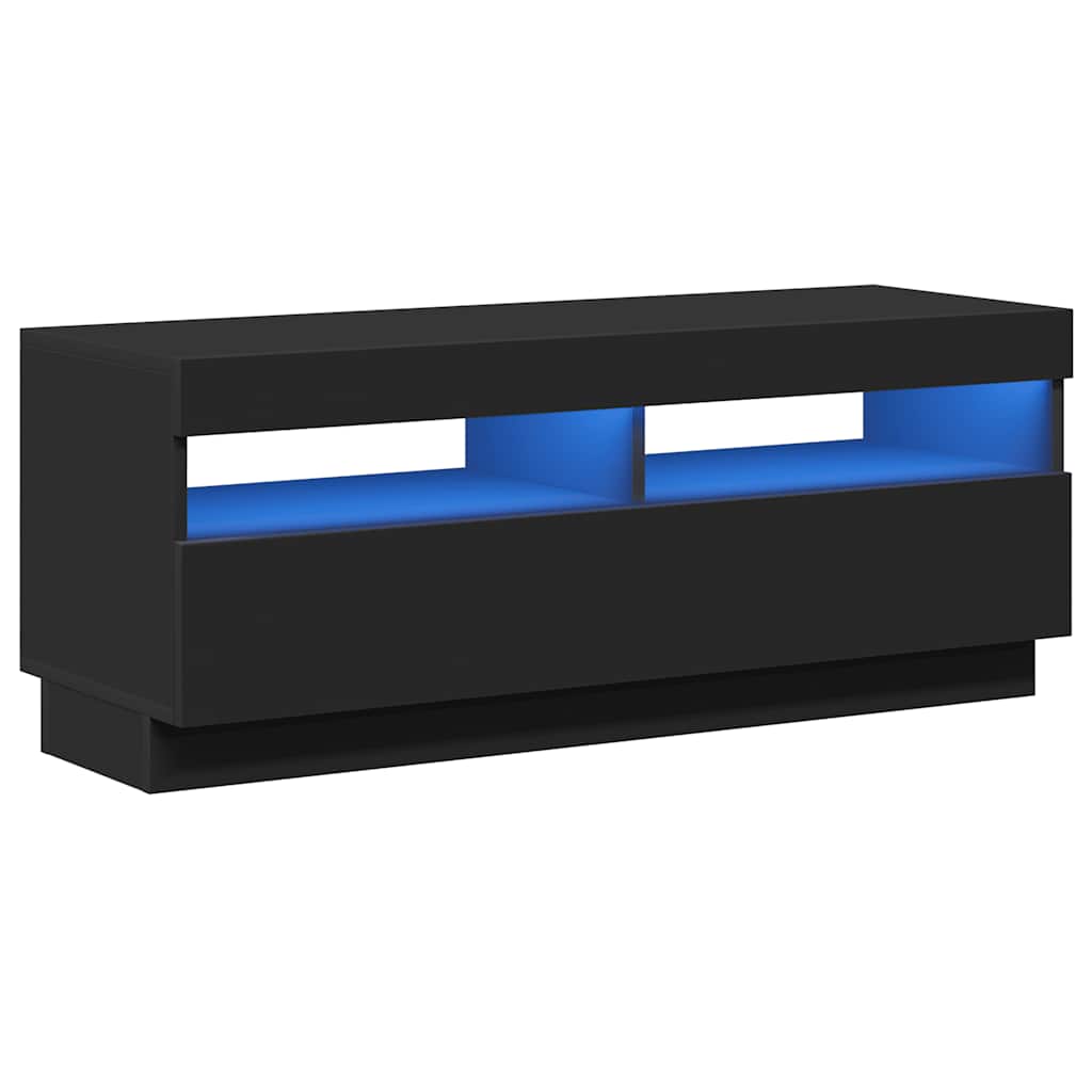 Móvel de TV com luzes LED 100x35x40 cm preto