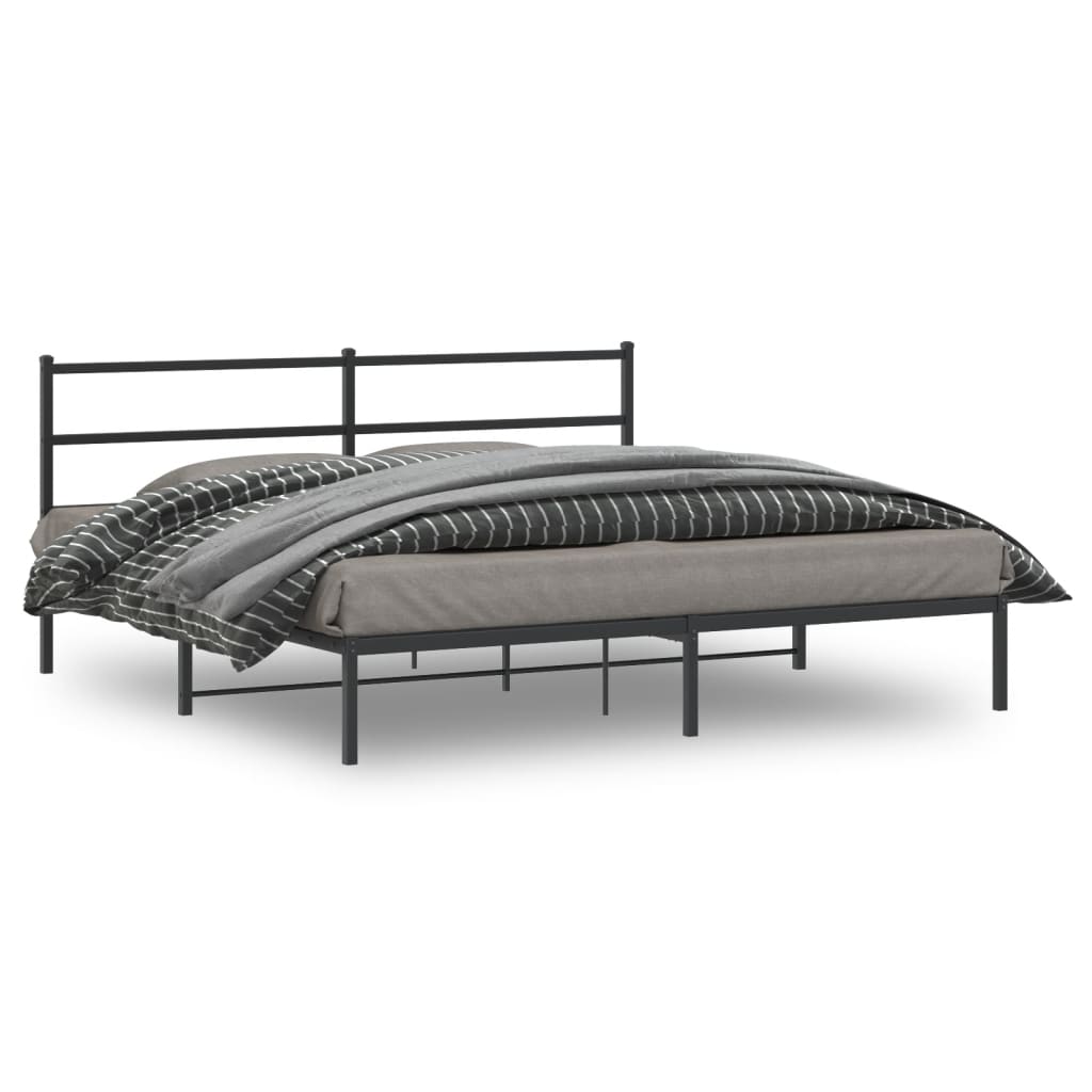 Estrutura de cama com cabeceira 193x203 cm metal preto