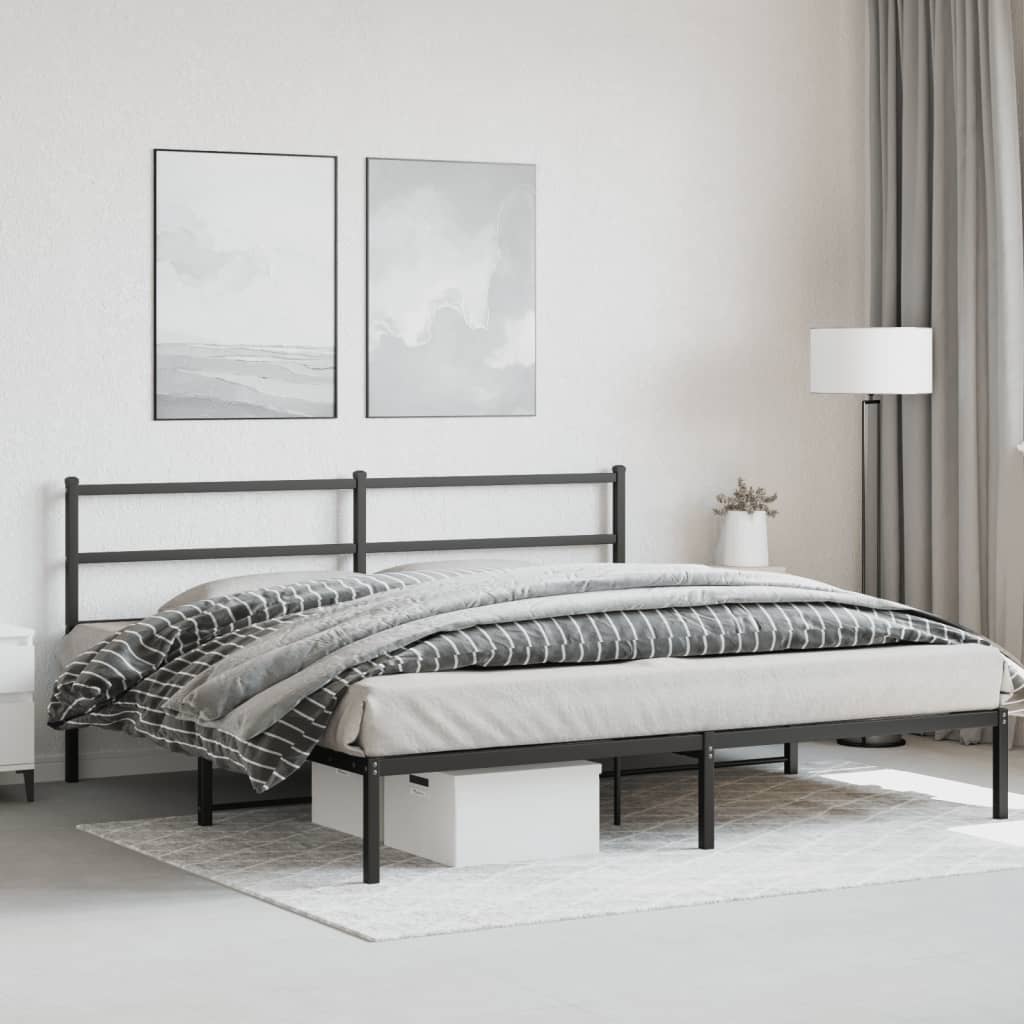 Estrutura de cama com cabeceira 193x203 cm metal preto