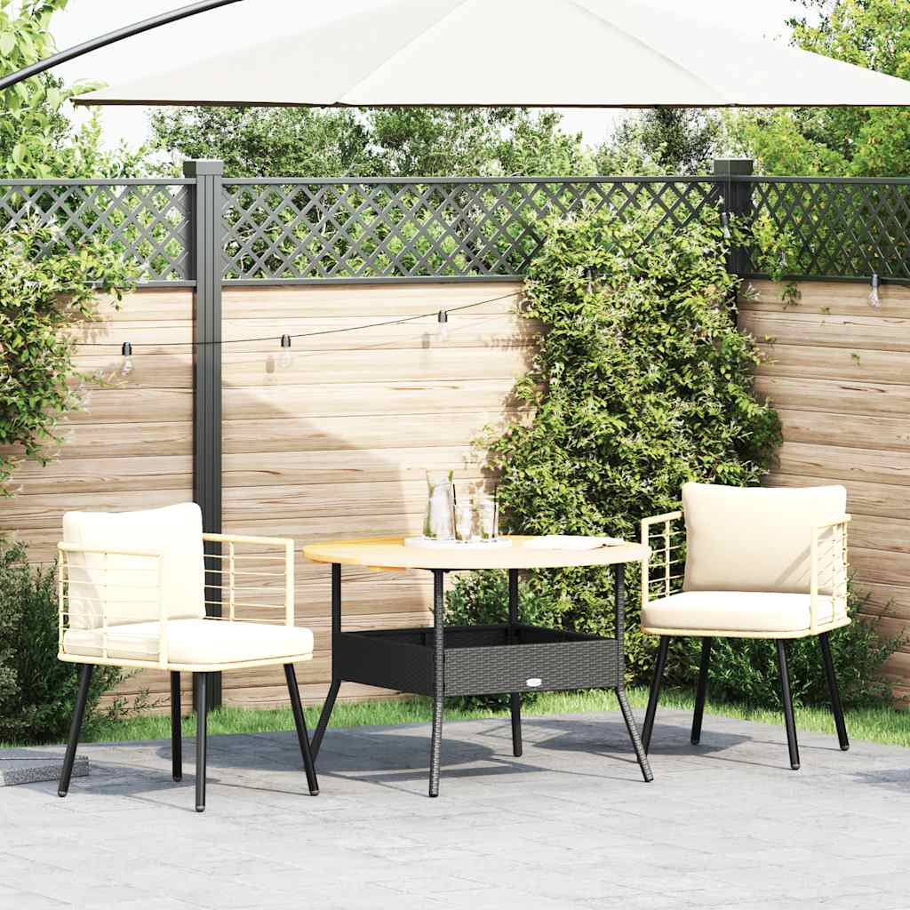 Cadeiras de jardim com almofadões 2 pcs vime PE naturais