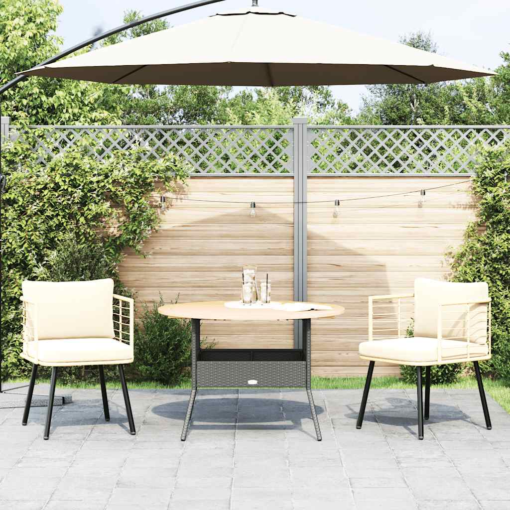 Cadeiras de jardim com almofadões 2 pcs vime PE naturais
