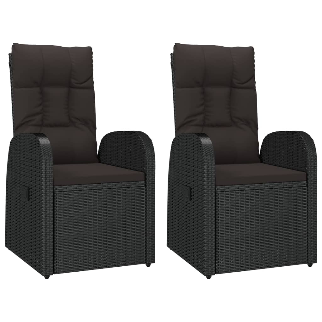 3 Pcs conjunto lounge para jardim vime PE/acácia maciça preto