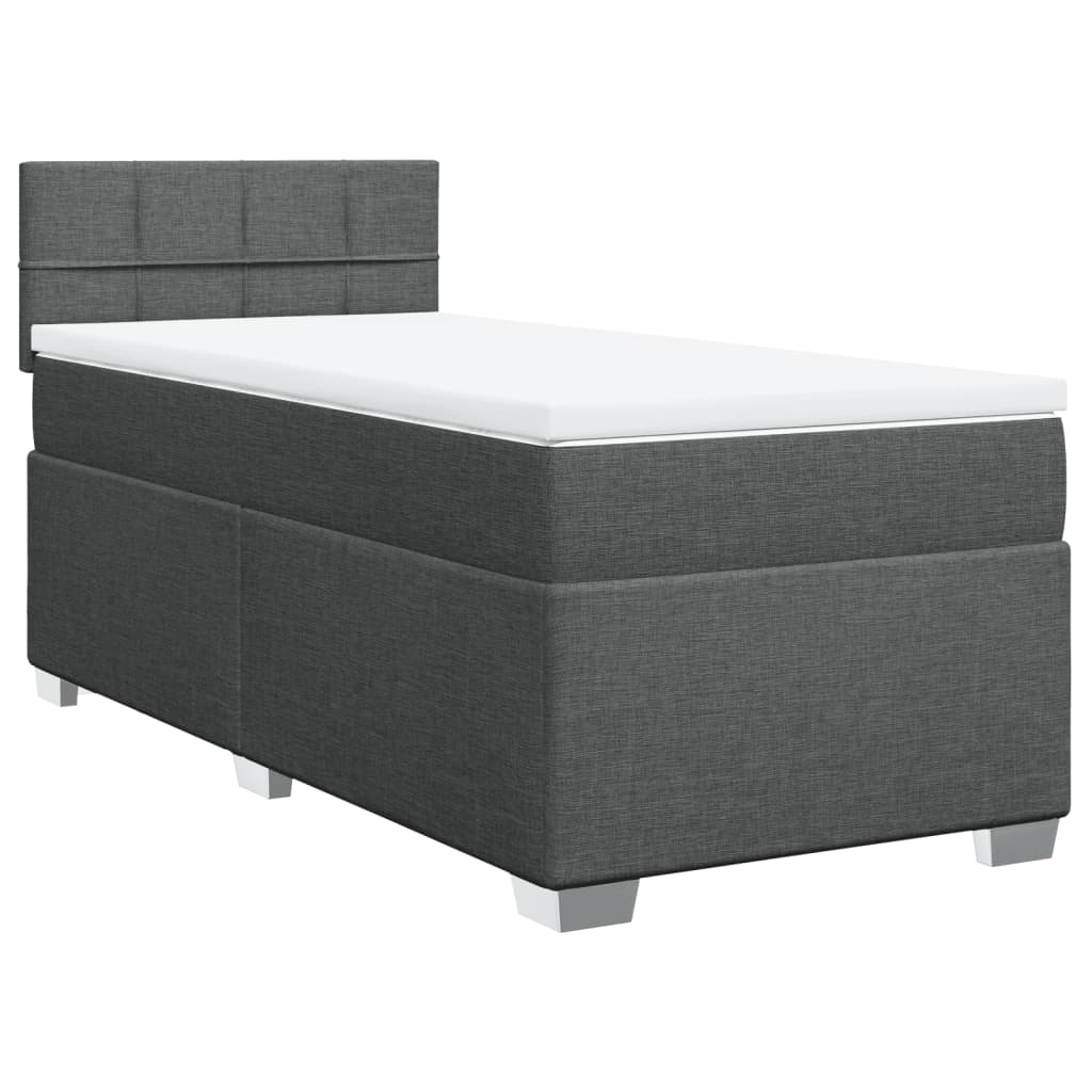 Cama com molas/colchão 100x200 cm tecido cinza-escuro