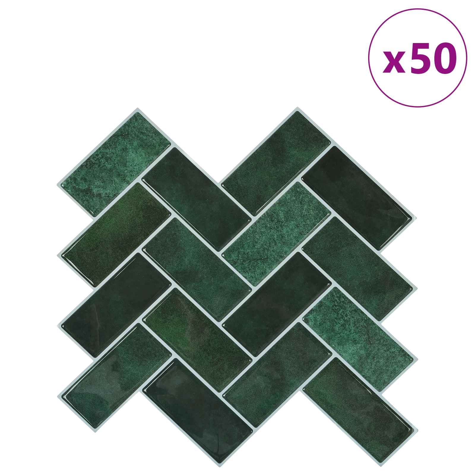 Azulejo chevron 50 unid. verde-escuro 30 x 30 cm