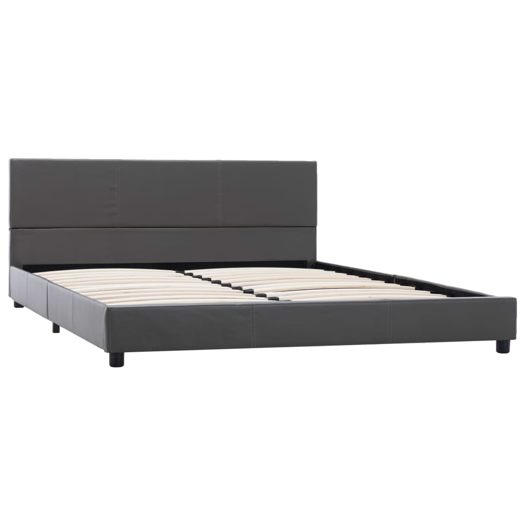 Estrutura de cama 160x200 cm couro artificial cinzento