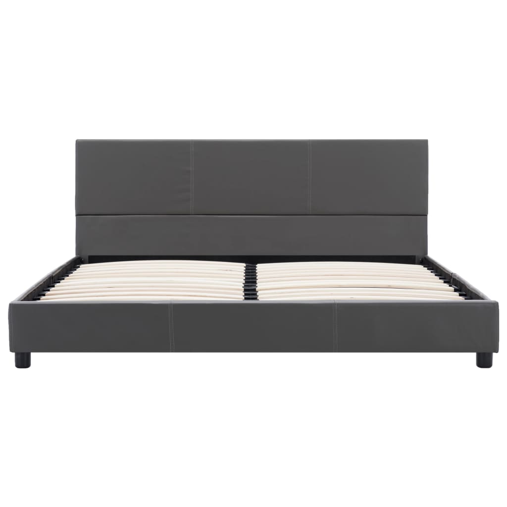 Estrutura de cama 160x200 cm couro artificial cinzento