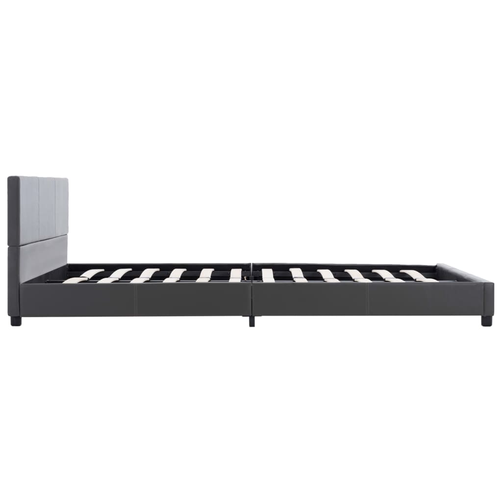 Estrutura de cama 160x200 cm couro artificial cinzento