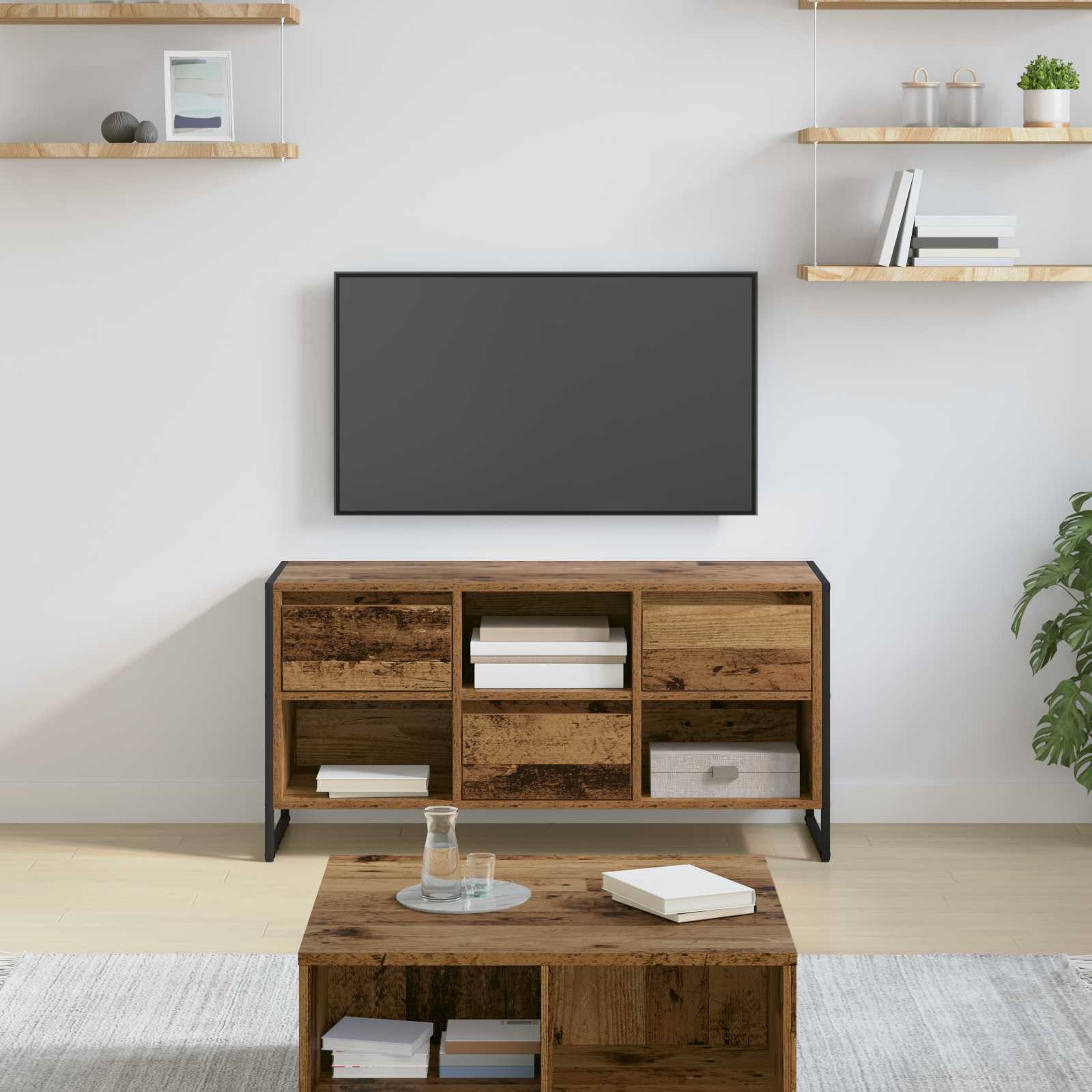 Gabinete para TV 100 x 36 x 49,5 cm madeira antiga