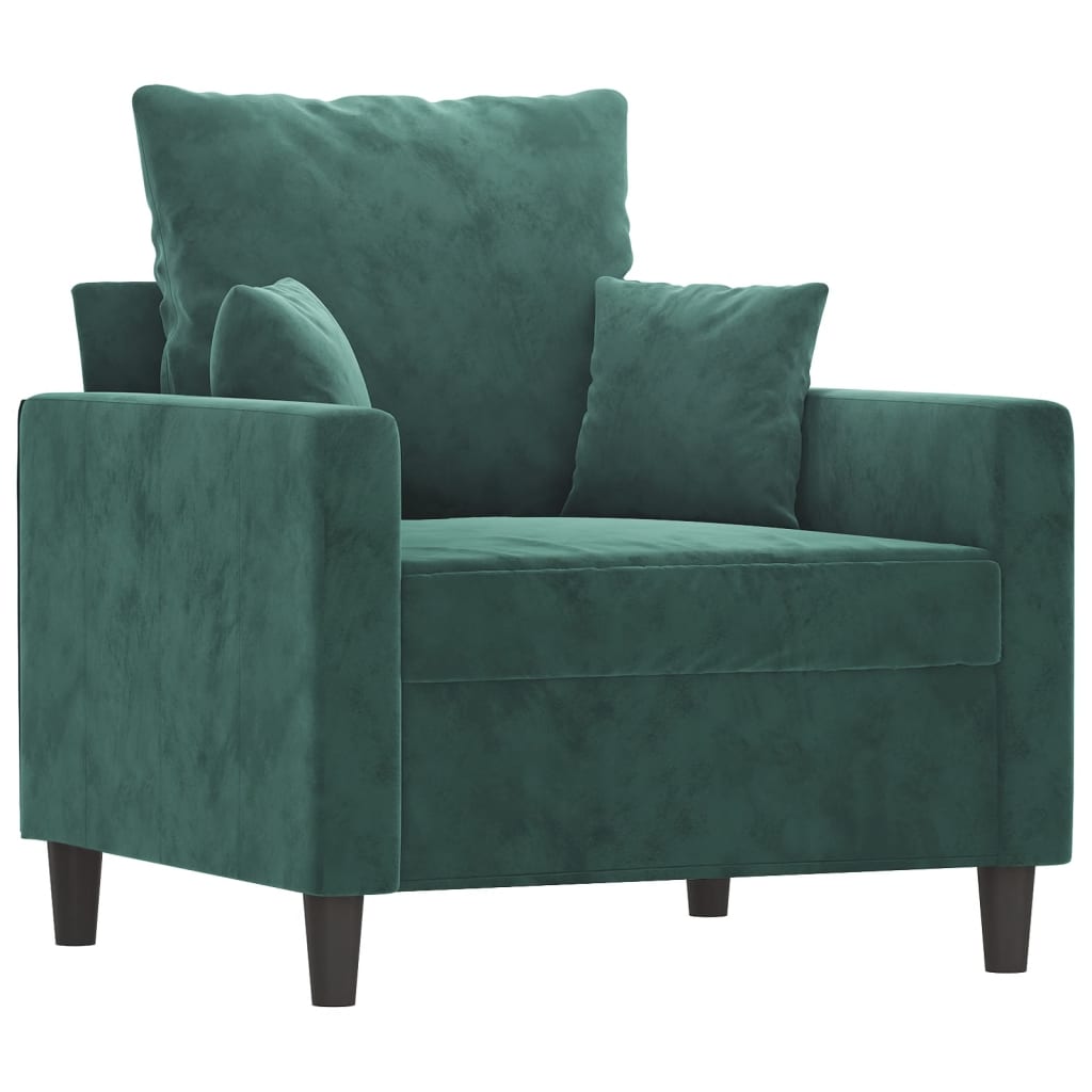 Poltrona com apoio de pés 60 cm veludo verde-escuro