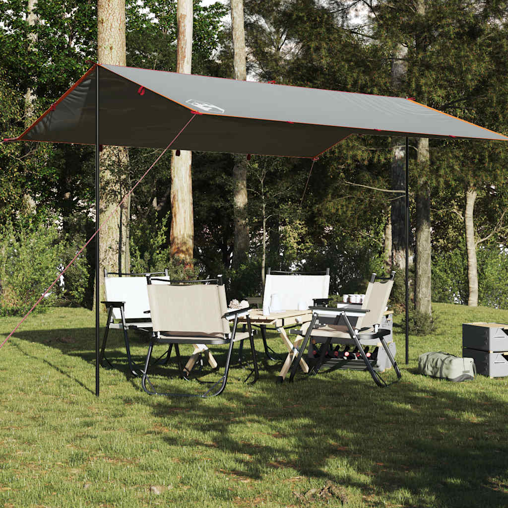 Lona de campismo 400x294 cm impermeável cinzento e laranja