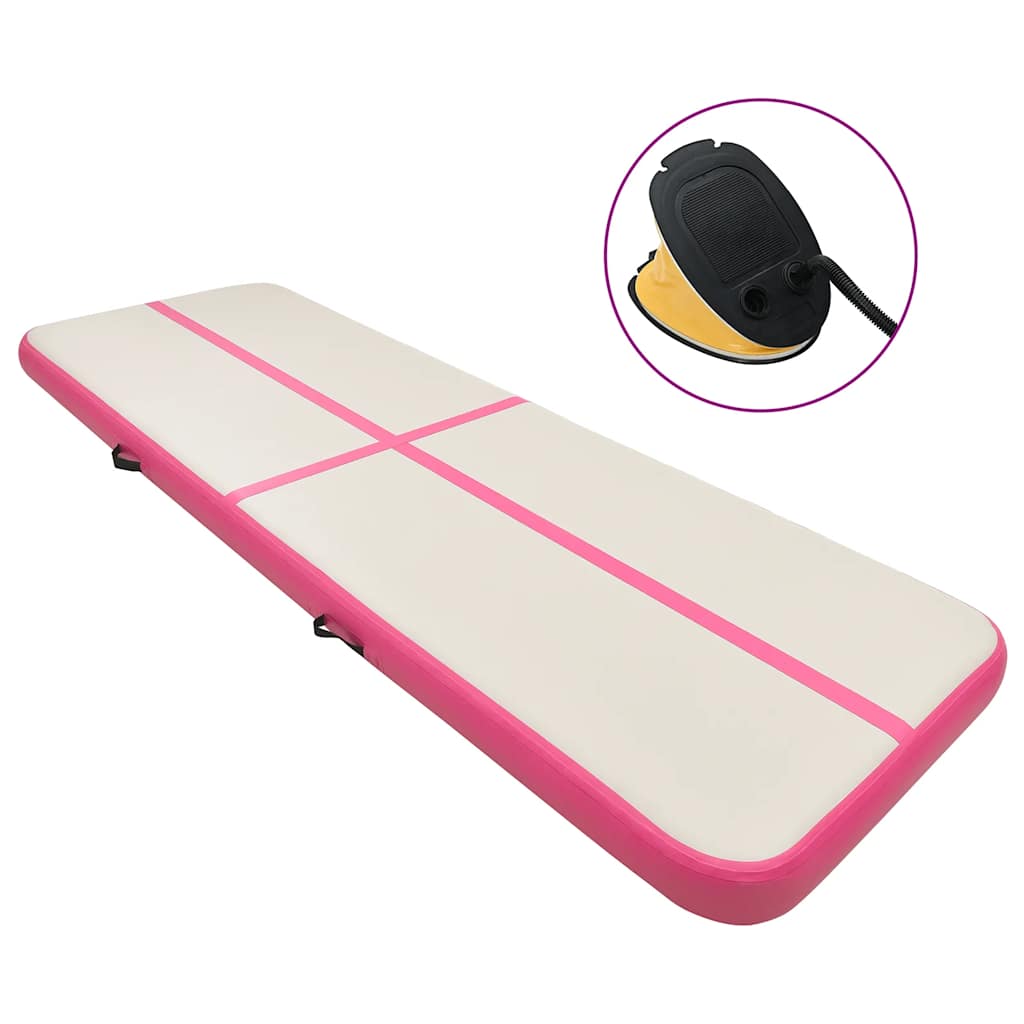 Colchão de ginástica insuflável c/ bomba 600x100x20 cm PVC rosa