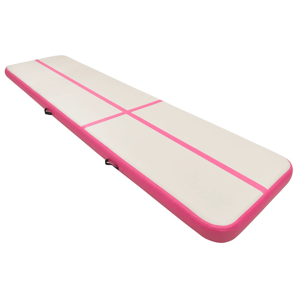 Colchão de ginástica insuflável c/ bomba 600x100x20 cm PVC rosa