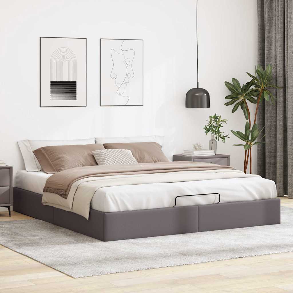 Estrutura de cama otomana sem colchão 200x200 cm cinzento