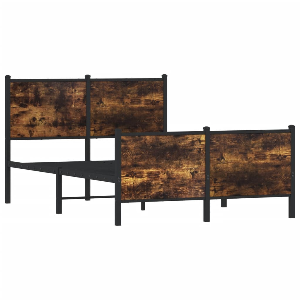 Estrutura de cama sem colchão 120x190 cm metal carvalho fumado