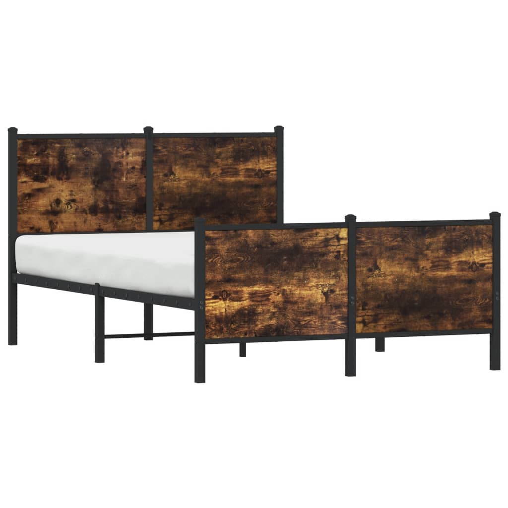 Estrutura de cama sem colchão 120x190 cm metal carvalho fumado