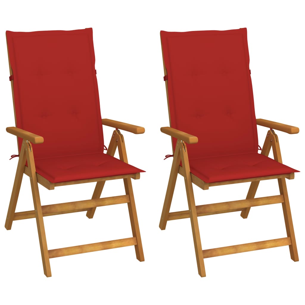 Cadeiras jardim reclináveis c/ almofadões 2 pcs acácia maciça