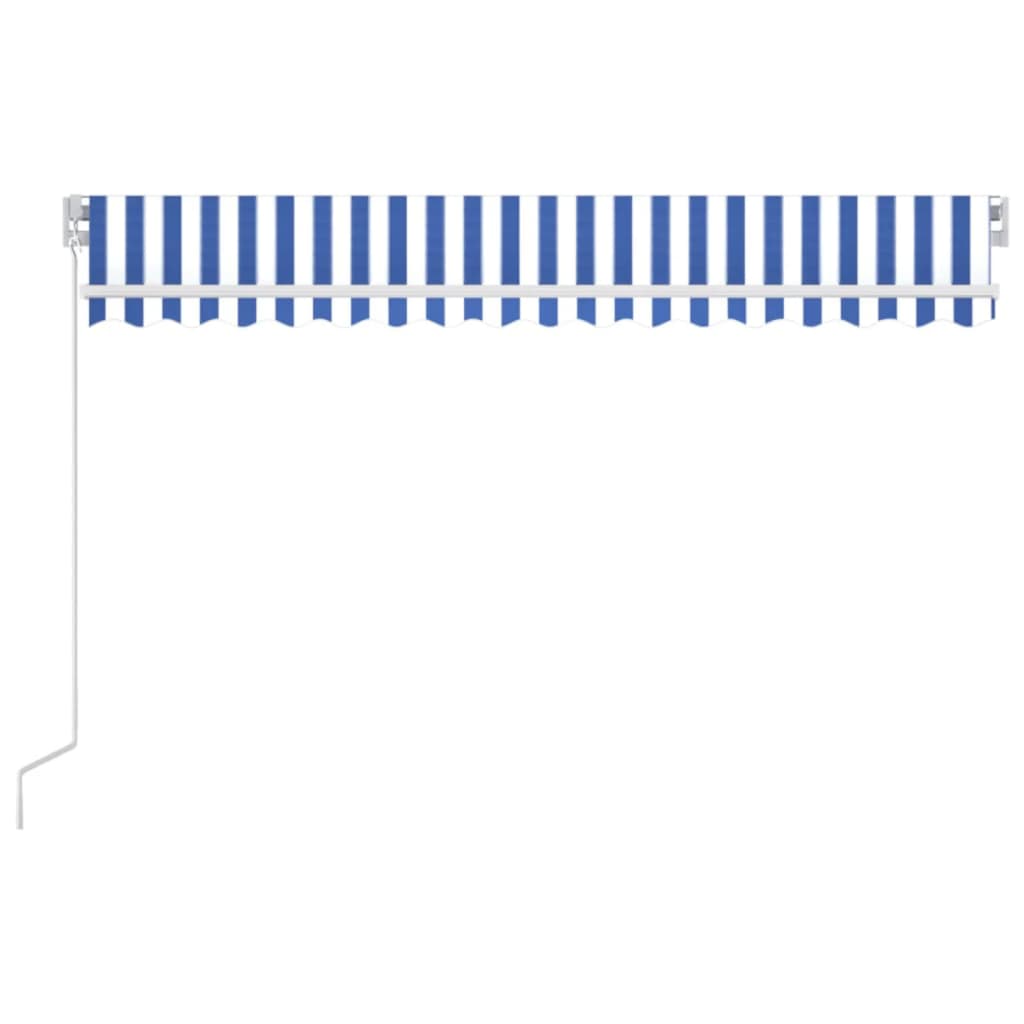 Toldo retrátil manual com LED 400x350 cm azul e branco