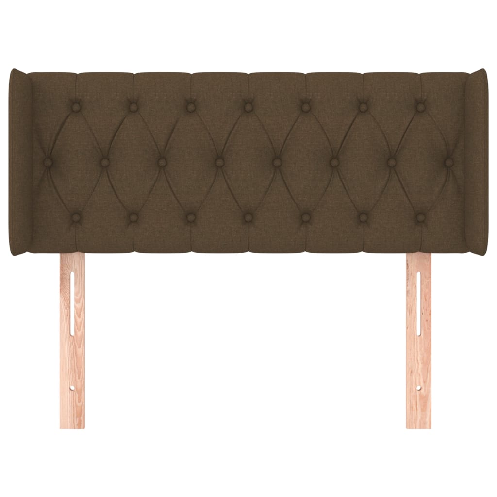Cabeceira de cama c/ abas tecido 93x16x78/88 cm castanho-escuro
