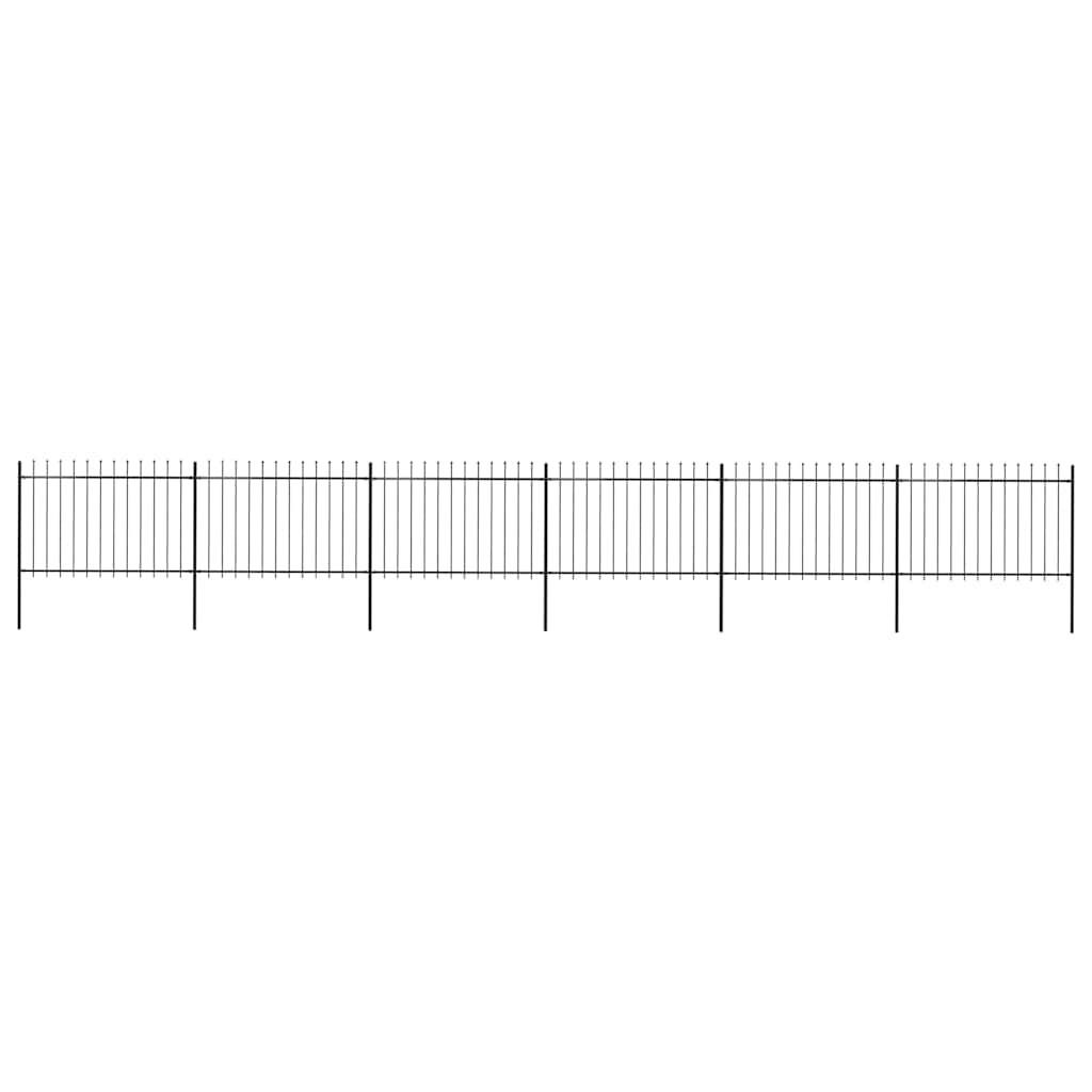 Cerca de jardim com topo em forma de lança em aço 1005x120 cm, preta