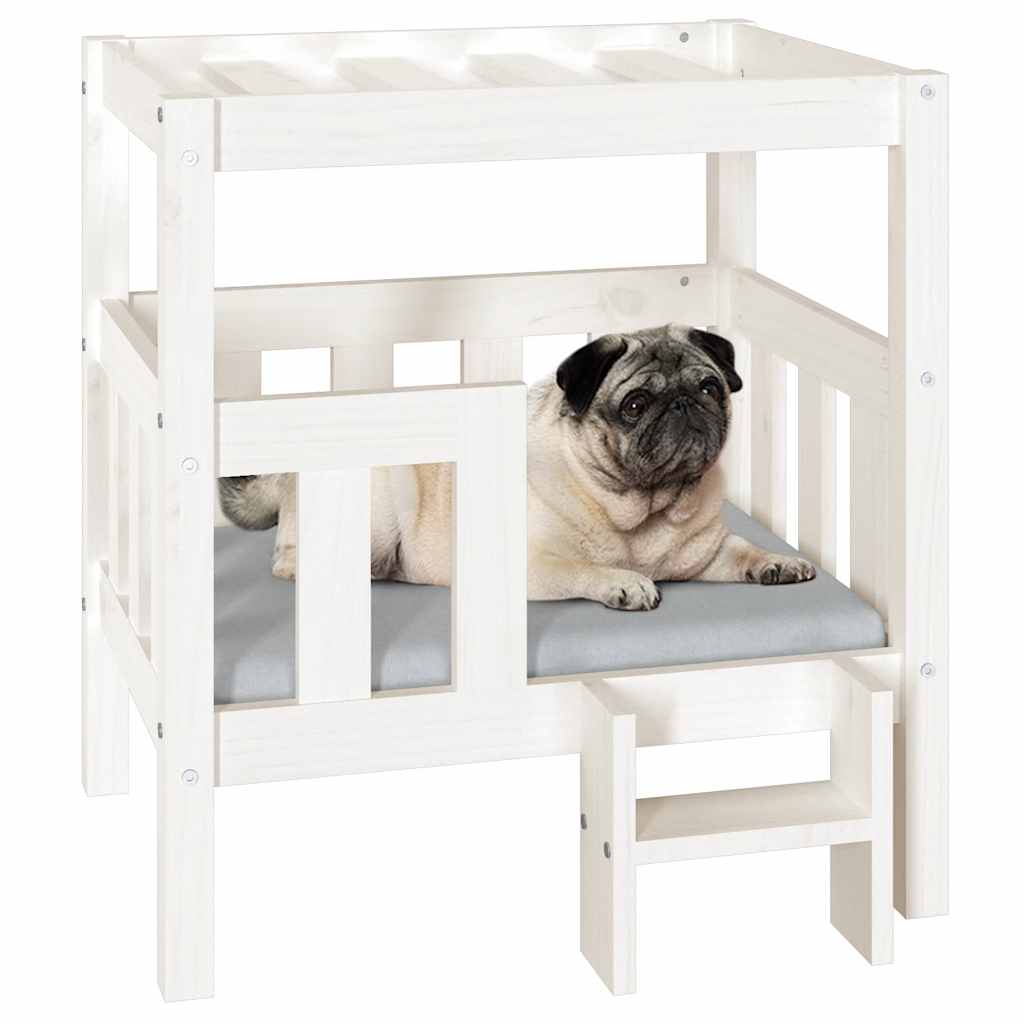 Cama para cães 65,5x50,5x70 cm madeira de pinho maciça branco
