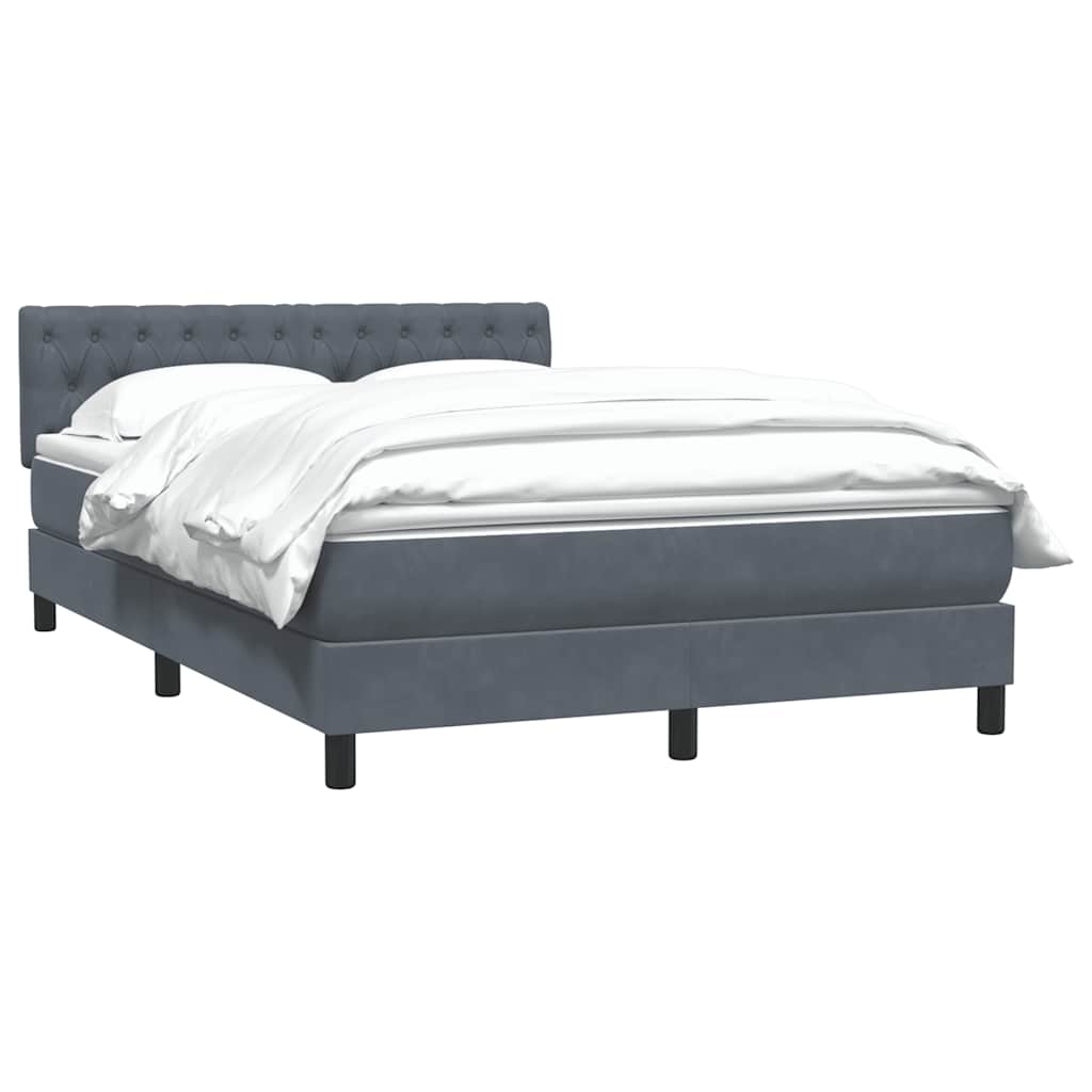 Cama com molas/colchão 160x210 cm veludo cinzento-escuro