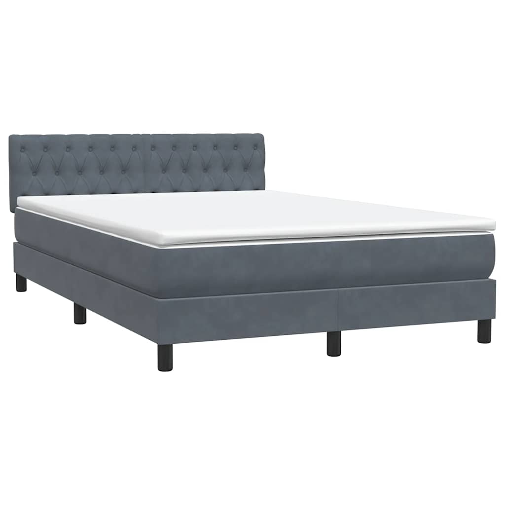 Cama com molas/colchão 160x210 cm veludo cinzento-escuro