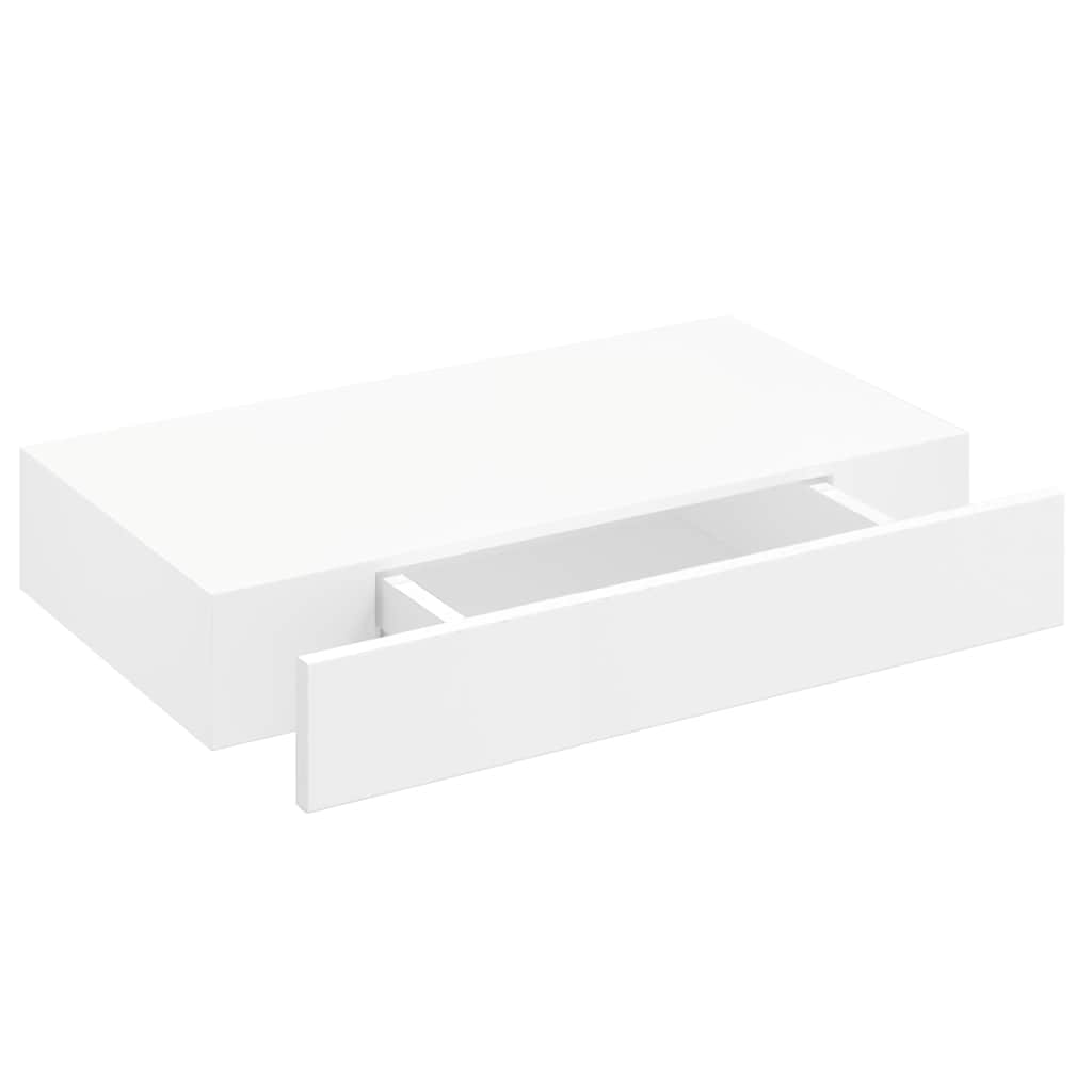 Prateleiras de parede suspensas com gavetas 2 pcs branco 48 cm